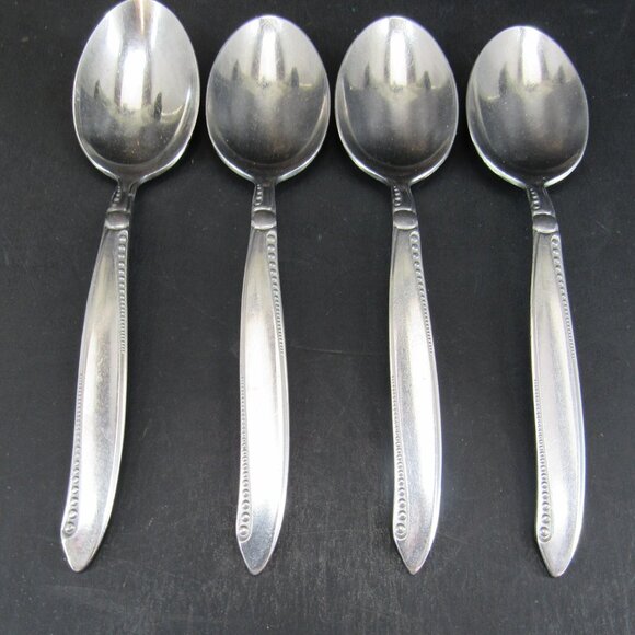 AIRMACK AMK8 Beaded Stainless Flatware Solingen-Germany Set of 4 Teaspoons - Picture 3 of 7